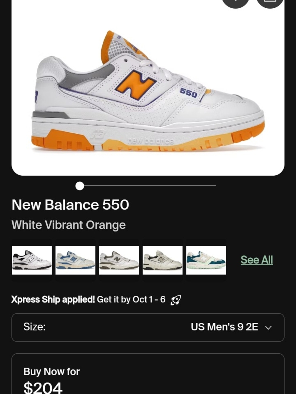 New Balance 550 Men’s Sneakers — White & Orange